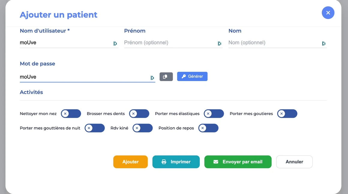 Ajouter un patient moUve